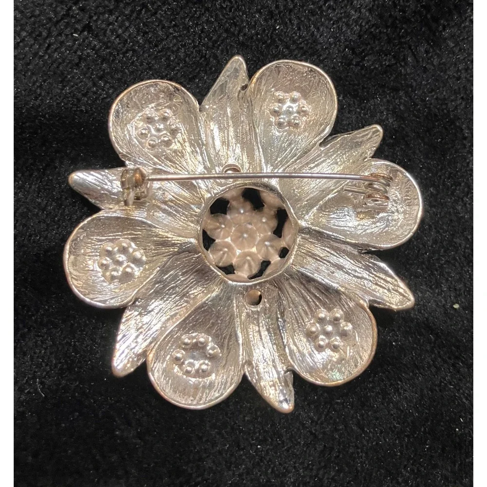 Floral Brooch Lot Women Multicolor Enamel Rhinestone Crystal 5pc